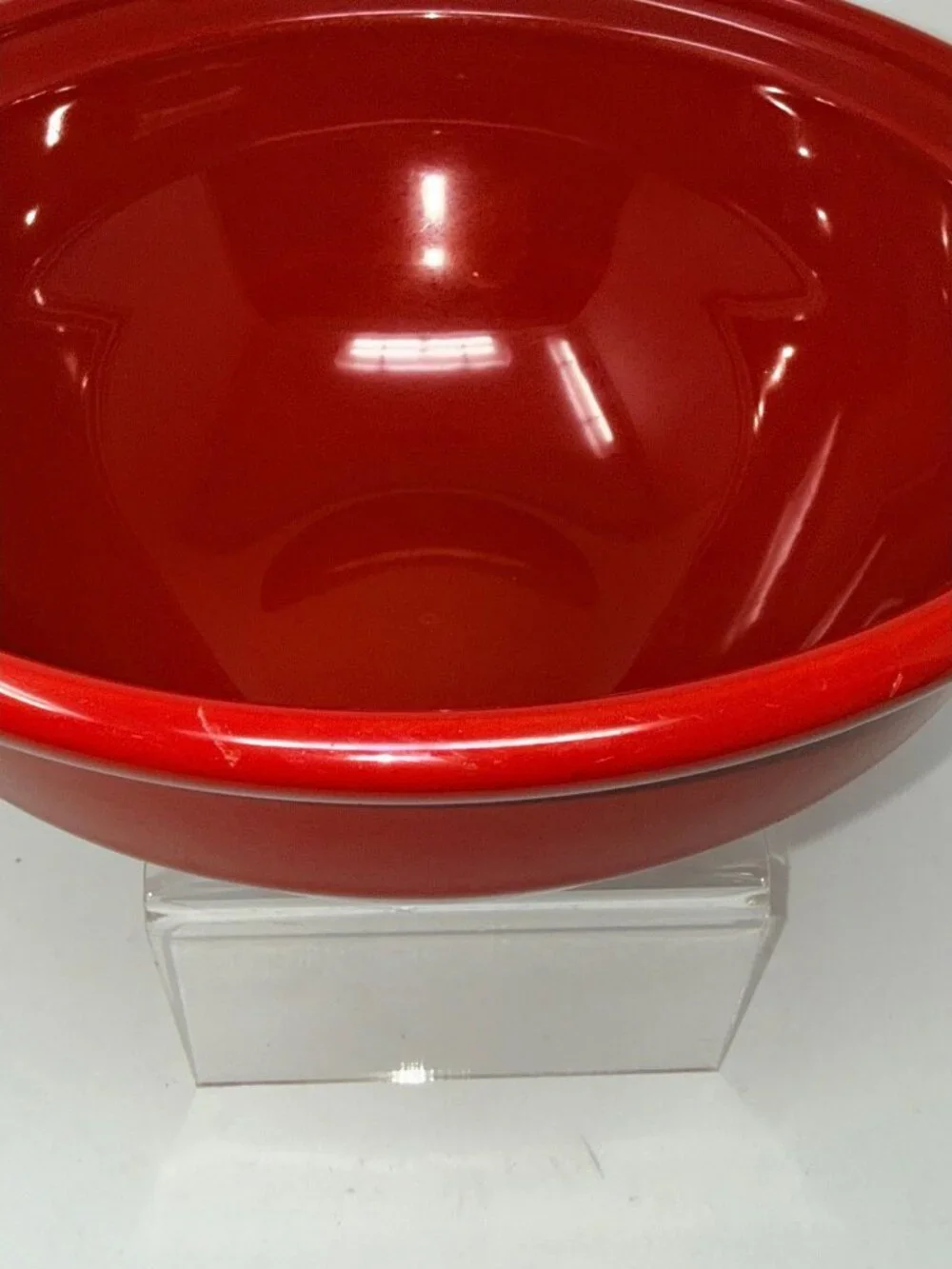 Emile Henry Red Mixing Bowl 12.2 In Diameter Ceramic France Unglazed Base-READ